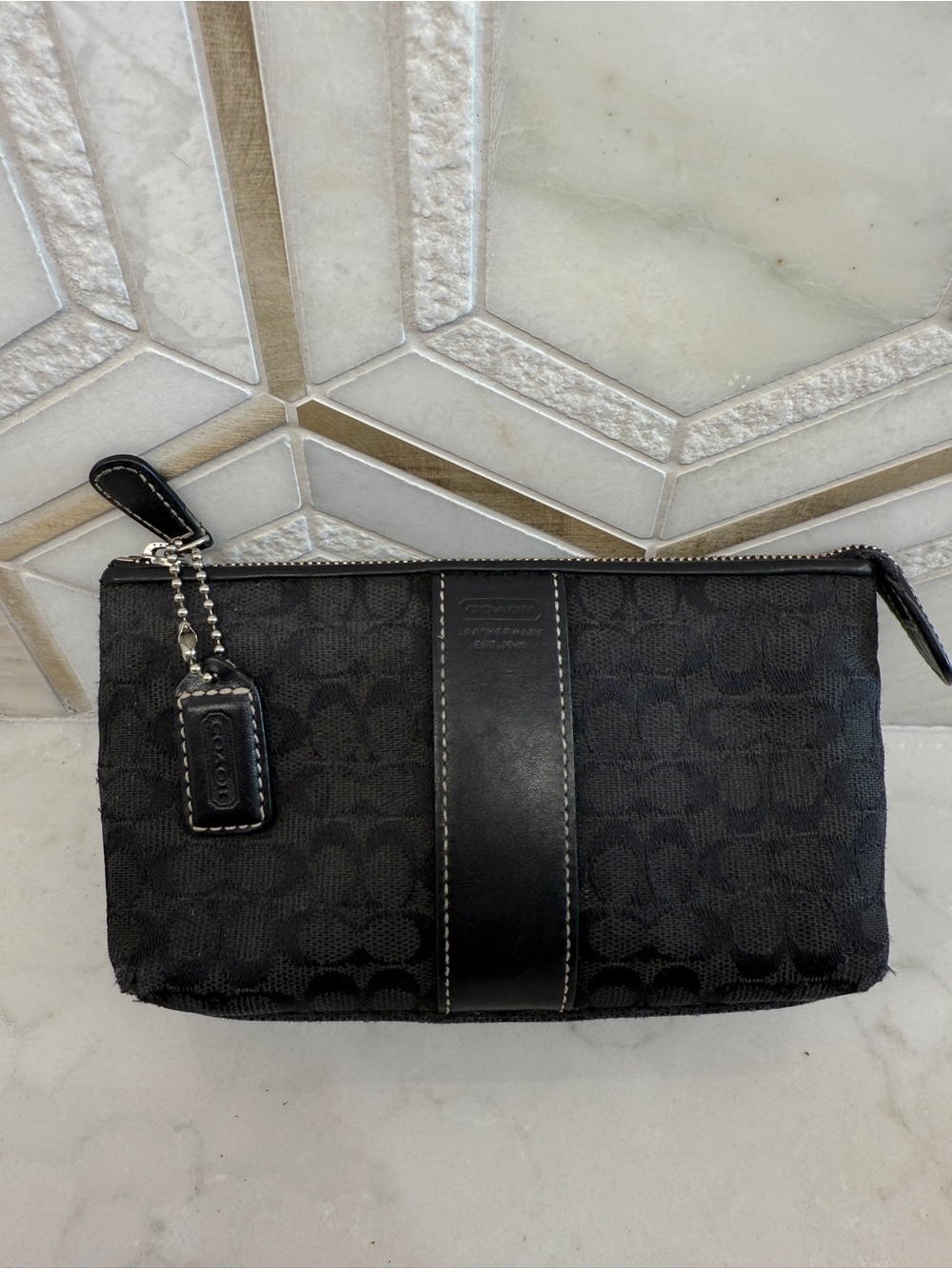 Vintage coach mini pouch signature black zip top